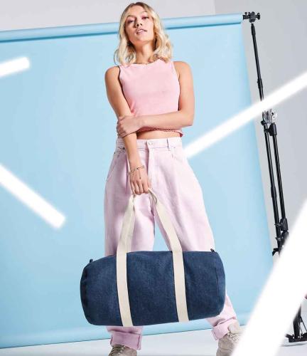 BagBase Denim Barrel Bag - DNM - ONE